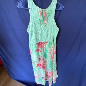 Lilt green floral hi low dress girls 18 1/2